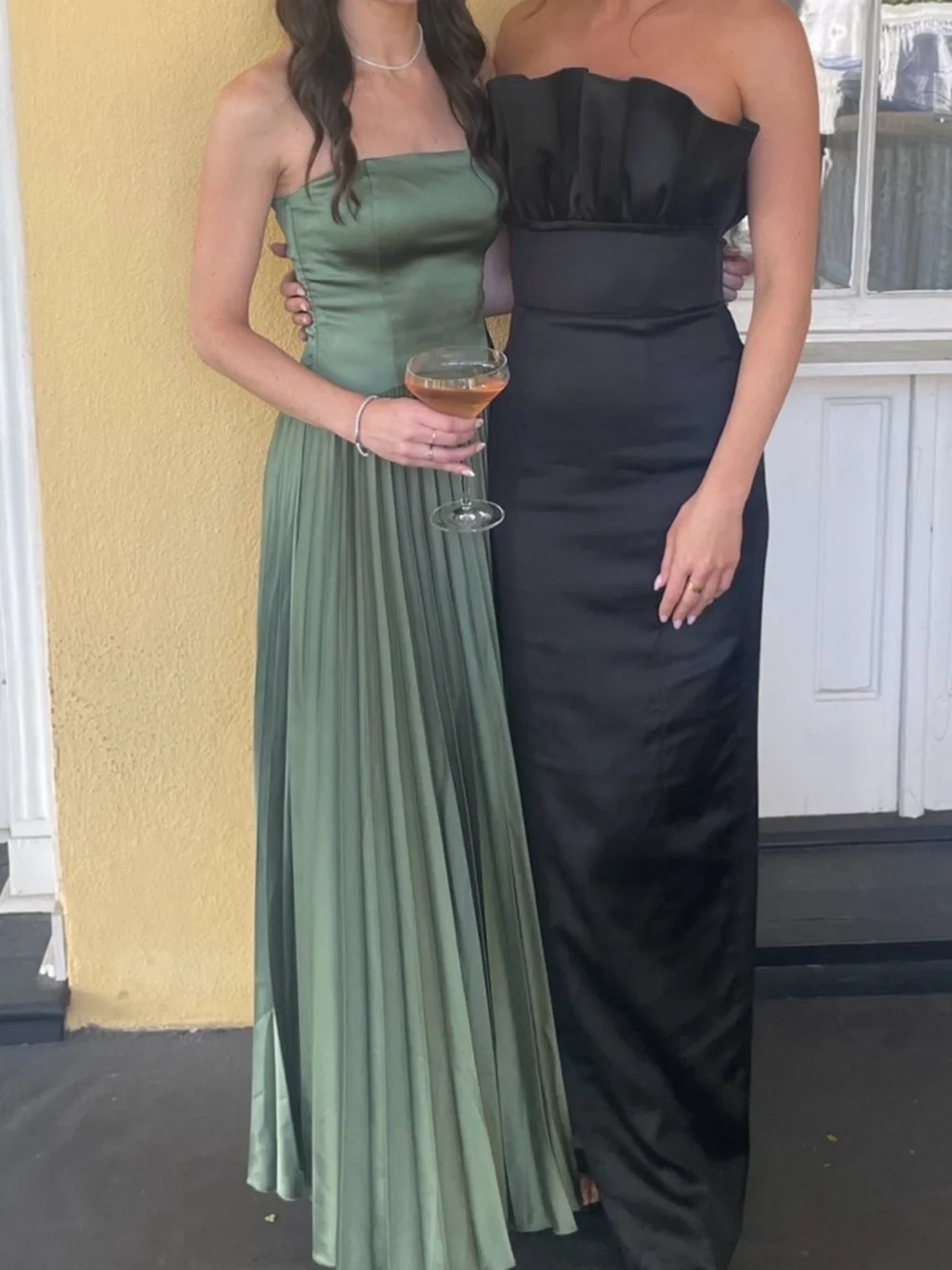 Sage Green Drop Waist Strapless Gown - Picture 3 of 4